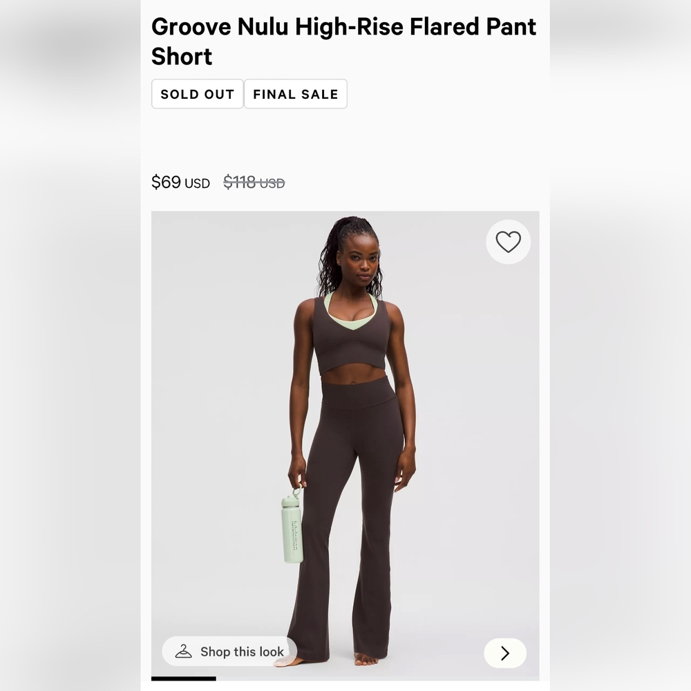 Lululemon Sequoia Groove Nulu Flared - Short Hem Size 10